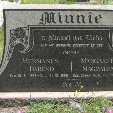 MINNIE Hermanus Barend 1886-1956 &amp; Margaretha Magdalena BOTHA 1891-1976