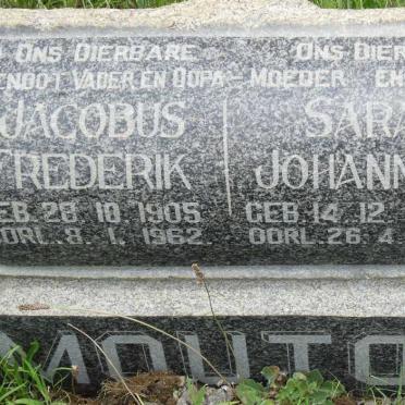 MOUTON Jacobus Frederik 1905-1962 &amp; Sara Johanna 1908-1969
