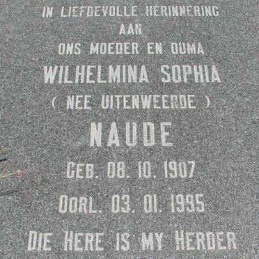 NAUDE Wilhelmina Sophia nee UITENWEERDE 1907-1995