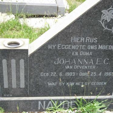 NAUDE Johanna E.C., nee van DEVENTER 1903-1969