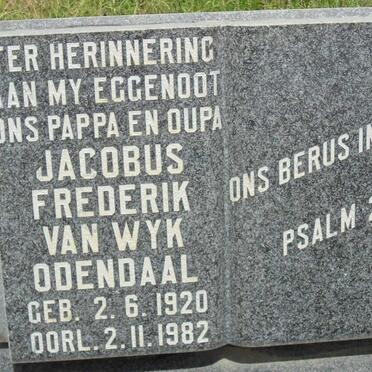 ODENDAAL Jacobus Frederik van Wyk 1920-1982