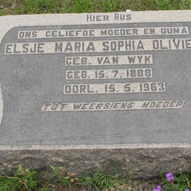 OLIVIER Elsje Maria Sophia nee van WYK 1888-1963