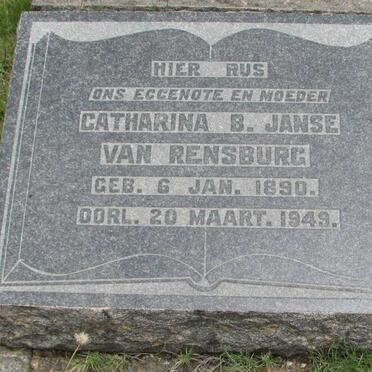 RENSBURG Catharina B., Janse van 1890-1949