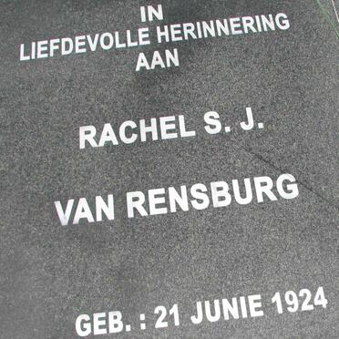 RENSBURG Rachel S.J., van 1924-