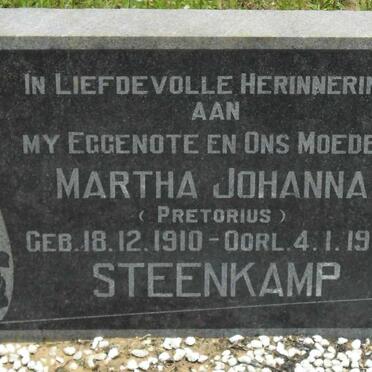 STEENKAMP Martha Johanna nee PRETORIUS 1910-1968
