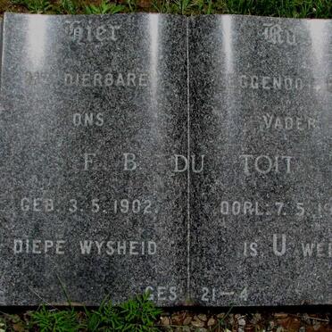 TOIT F.B., du 1902-1945