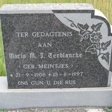 TERBLANCHE Maria M.J. nee MEINTJES 1908-1997