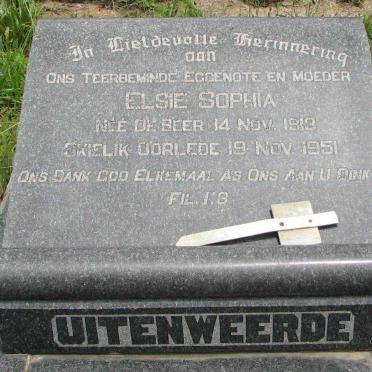 UITENWEERDE Elsie Sophia nee DE BEER 1913-1951