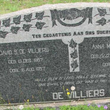 VILLIERS David S., de 1867-1957 &amp; Anna M.J.M. v.d. MERWE 1870-1929