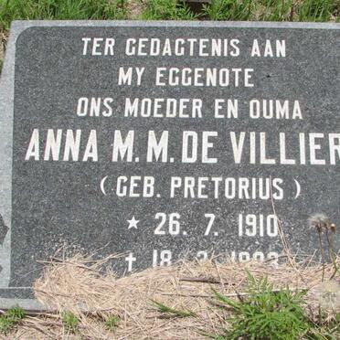 VILLIERS Pieter H., de 1906-1985 &amp; Anna M.M. PRETORIUS 1910-19??