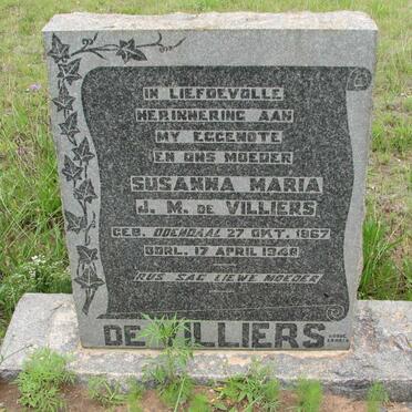 VILLIERS Susanna Maria J.M., de nee ODENDFAAL 1867-1948