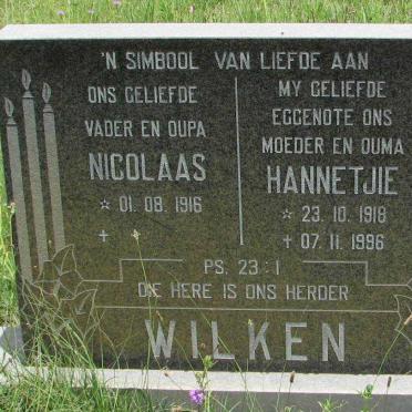 WILKEN Nicolaas 1916- &amp; Hannetjie 1918-1996