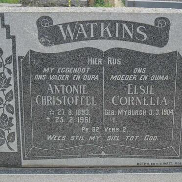WATKINS Antonie Christoffel 1893-1961 &amp; Elsie Cornelia MYBURGH 1904-