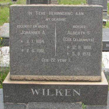 WILKEN Johannes A. 1884-1951 &amp; Alberta S. GELDENHUYS 1898-1973