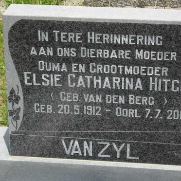 ZYL Elsie Catharina Hitge, van nee van den BERG 1912-2001