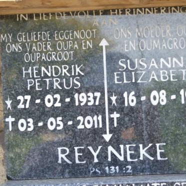 REYNEKE Hendrik Petrus 1937-2011 &amp; Susanna Elizabeth 1937-