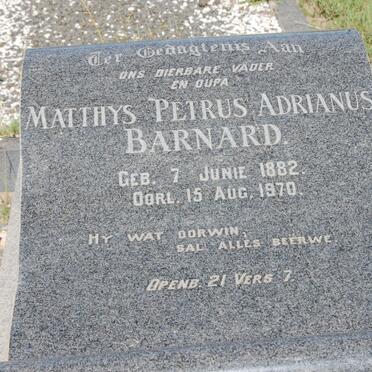 BARNARD Matthys Petrus Adrianus 1882-1970