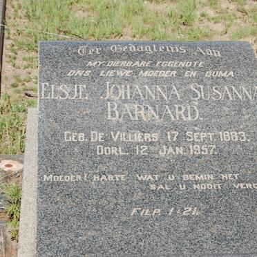 BARNARD Elsje Johanna Susanna nee DE VILLIERS 1883-1957