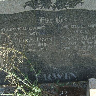 ERWIN Jan Petrus 1866-1930 &amp; Anna Maria NAGEL 1890-1968