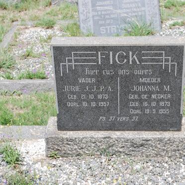FICK Jurie J.J.P.A. 1873-1957 &amp; Johanna M. DE NECKER 1873-1955
