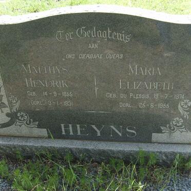 HEYNS Matthys Hendrik 1855-1931 &amp; Maria Elizabeth DU PLESSIS 1874-1955
