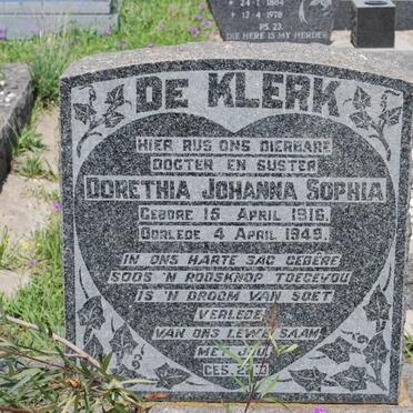 KLERK Dorethia Johanna Sophia, de 1916-1949