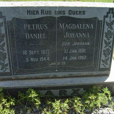 MARX Petrus Daniel 1877-1944 &amp; Magdalena Johanna JORDAAN 1881-1962
