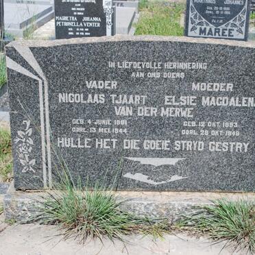 MERWE Nicolaas Tjaart, van der 1891-1944 &amp; Elsie Magdalena 1893-1948