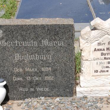 POGLINBURG Gertruida Maria nee MARX 1894-1962 :: BUYS Anna Maria nee VAN NIEKERK 1887-1921