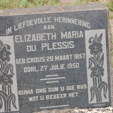 PLESSIS Elizabeth Maria, du nee GROUS 1857-1950
