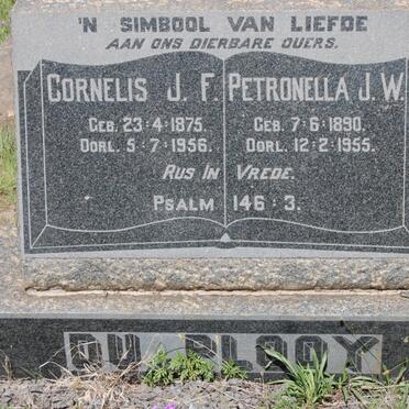 PLOOY Cornelis J.F., du 1875-1956 &amp; Petronella J.W. 1890-1955