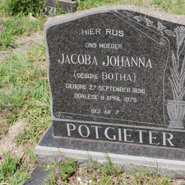 POTGIETER Jacoba Johanna nee BOTHA 1896-1975