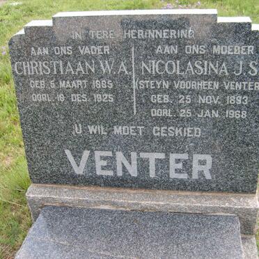 VENTER Christiaan W.A. 1885-1925 :: STEYN Nicolasina J.S. formerly VENTER 1893-1968