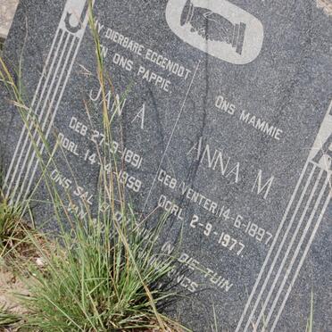 ? Jan A. 1891-1959 &amp; Anna M. VENTER 1897-1977