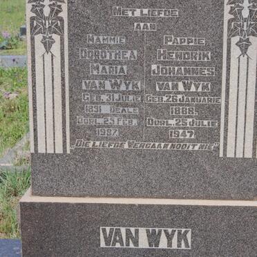 WYK Hendrik Johannes, van 1888-1947 &amp; Dorothea Maria DEALE 1891-1987