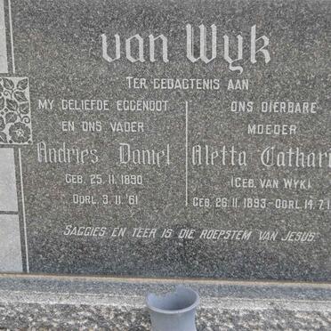 WYK Andries Daniel van, 1890-1961 &amp; Aletta Catharina VAN WYK 1893-1977