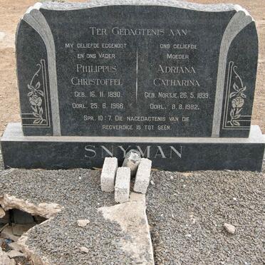 SNYMAN Philippus Christoffel 1890-1966 &amp; Adriana Catharina NORTJE 1899-1982