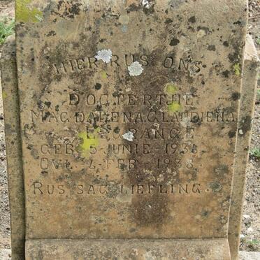 GRANGE Magdalena Glaudiena, le 1936-1938