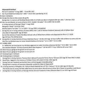 8. Viljoensdrift cemetery information