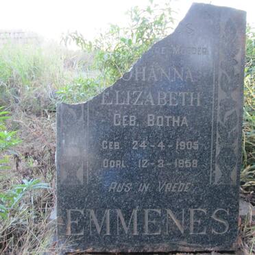 EMMENES Johanna Elizabeth nee BOTHA 1905-1958