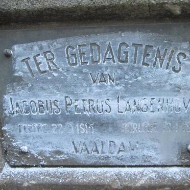 LANGENHOVEN Jacobus Petrus 1915-1936