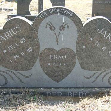 BERG Marius, van der 1953-1989 &amp; Jakkie 1953- :: VAN DER BERG Erno 1973-