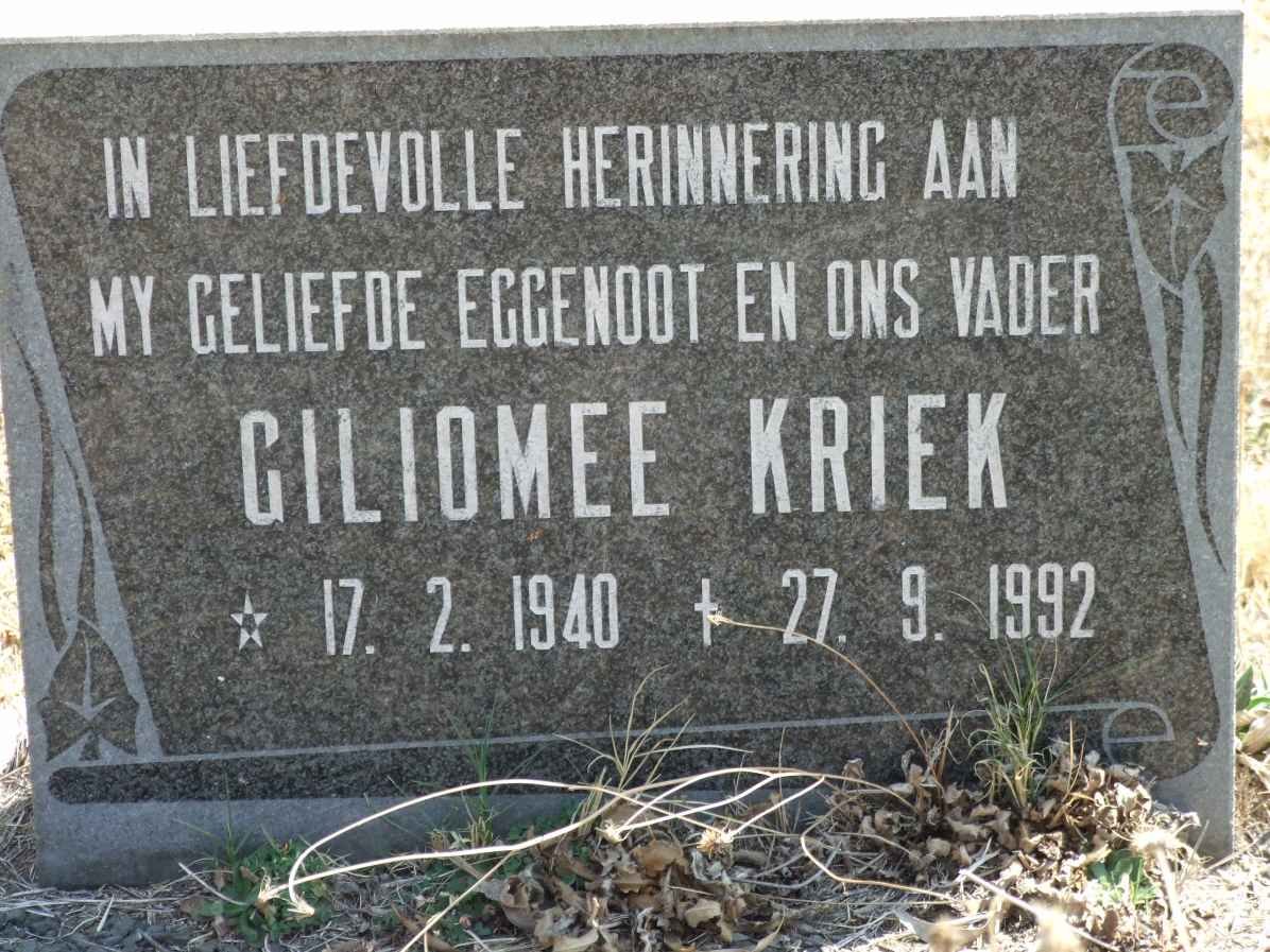 KRIEK Giliomee 1940-1992