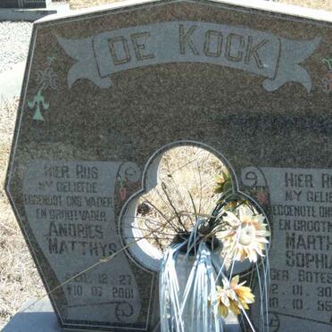 KOCK Andries Matthys, de 1927-2001 &amp; Martha Sophia BOTES 1930-1995