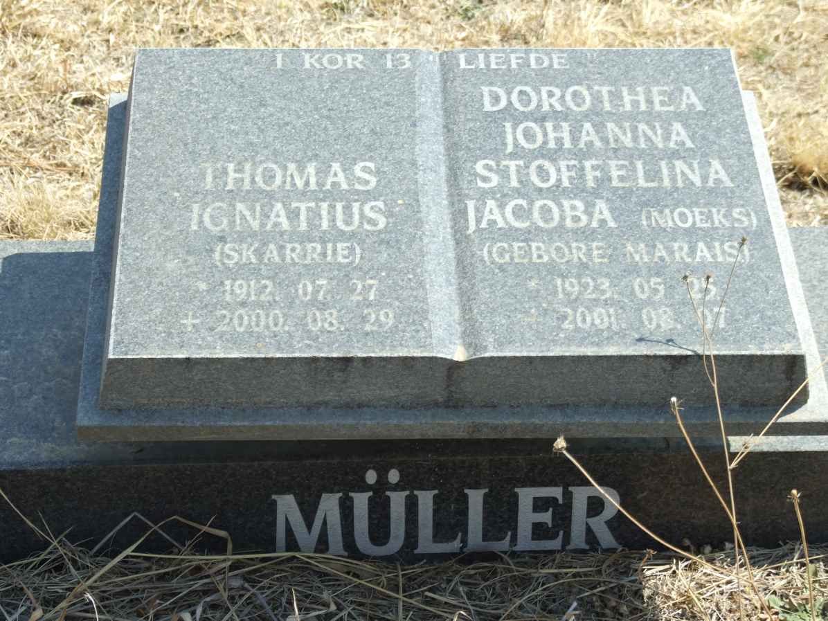 MULLER Thomas Ignatius 1912-2000 &amp; Dorothea Johanna Stoffelina Jacoba MARAIS 1923-2001