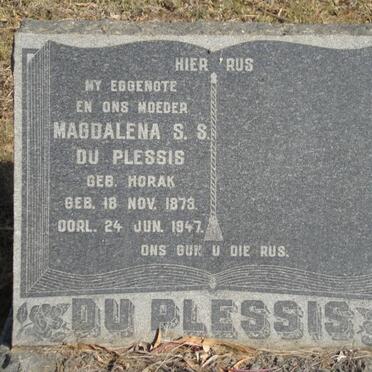 PLESSIS Magdalena S.S., du nee HORAK 1873-1947
