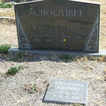 SCHOOMBEE Koos 1927-1988 &amp; Anna Susanna 1925-2006
