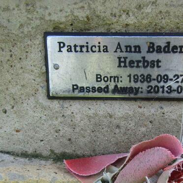 HERBST Patricia Ann Badenhorst 1936-2013