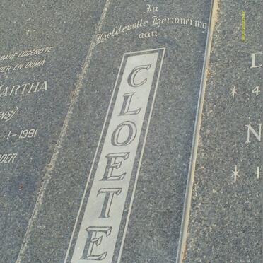 CLOETE David Jacobus 1928-2010&amp; Anna Martha BOOYENS 1933-1991 :: CLOETE Nantes 1957-2013
