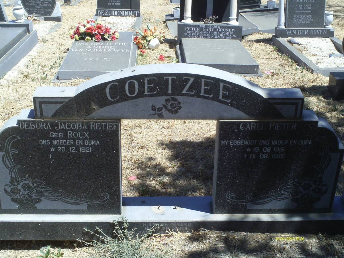 COETZEE Carel Pieter 1916-1985 &amp; Debora Jacoba Retief ROUX 1921-